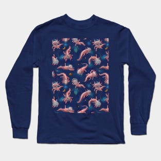 Space Axolotl Pattern Long Sleeve T-Shirt